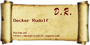 Decker Rudolf névjegykártya